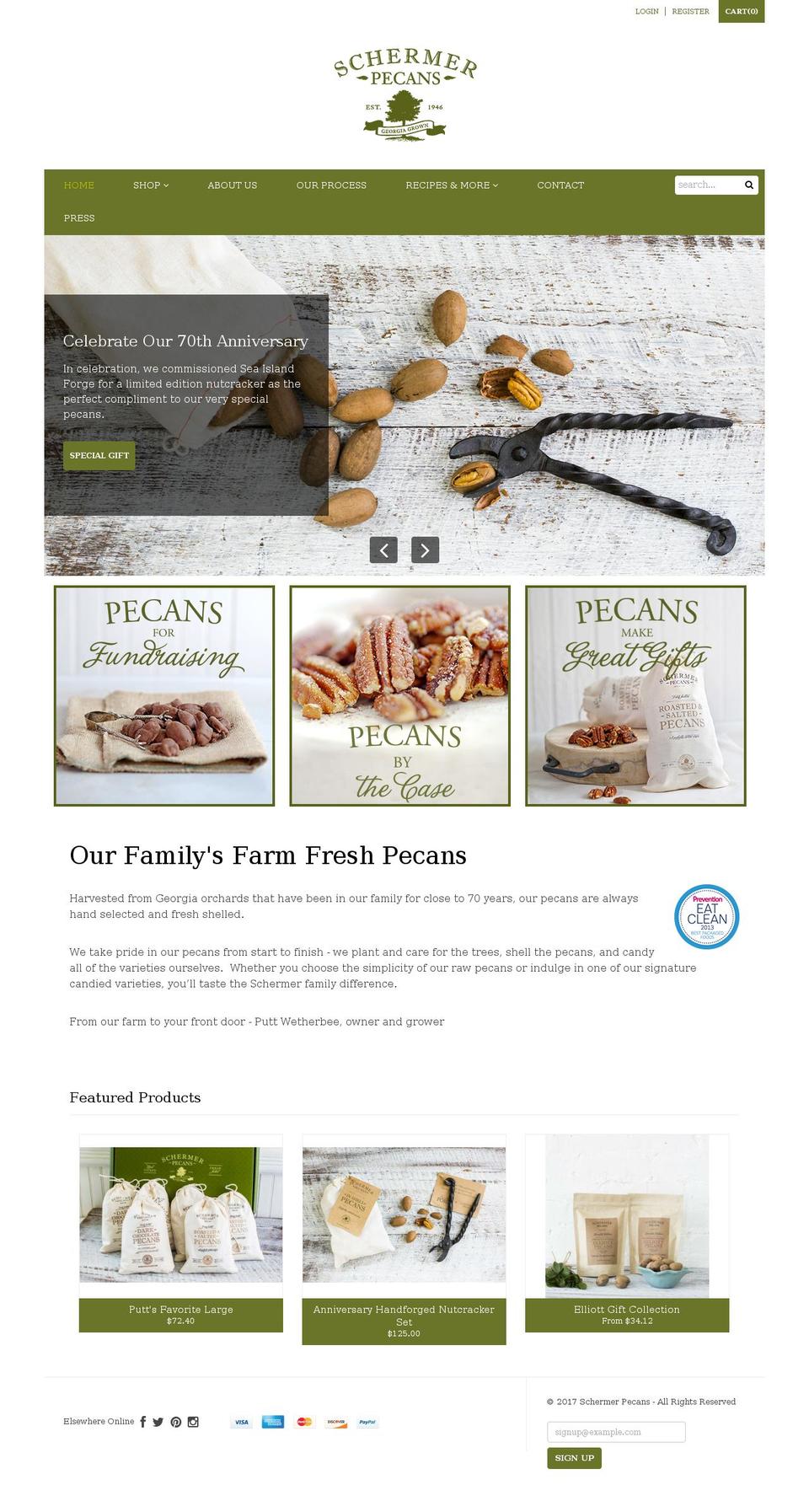 schermerpecans.com shopify website screenshot