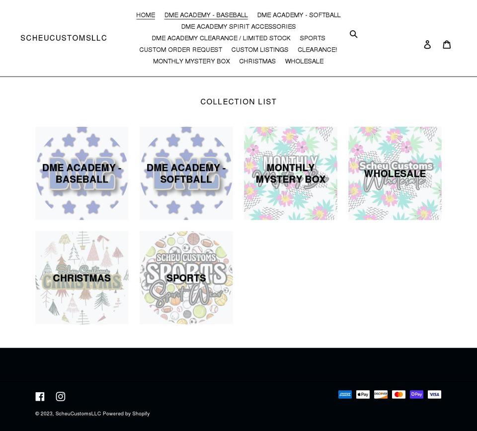scheucustoms.com shopify website screenshot