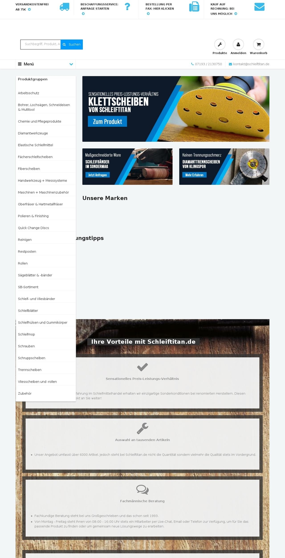 schleiftitan.de shopify website screenshot