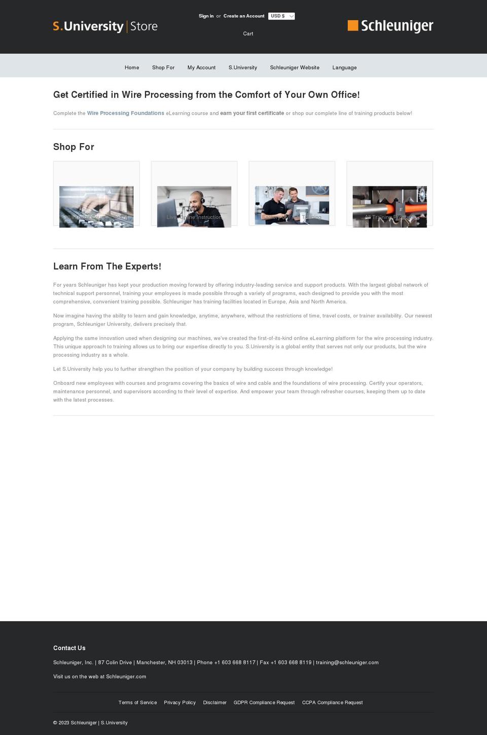 schleunigeruniversity.com — Shopify storefront screenshot