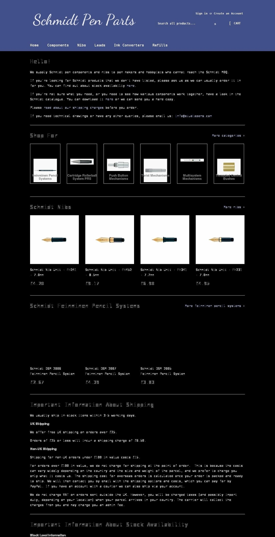 schmidtpenparts.com shopify website screenshot