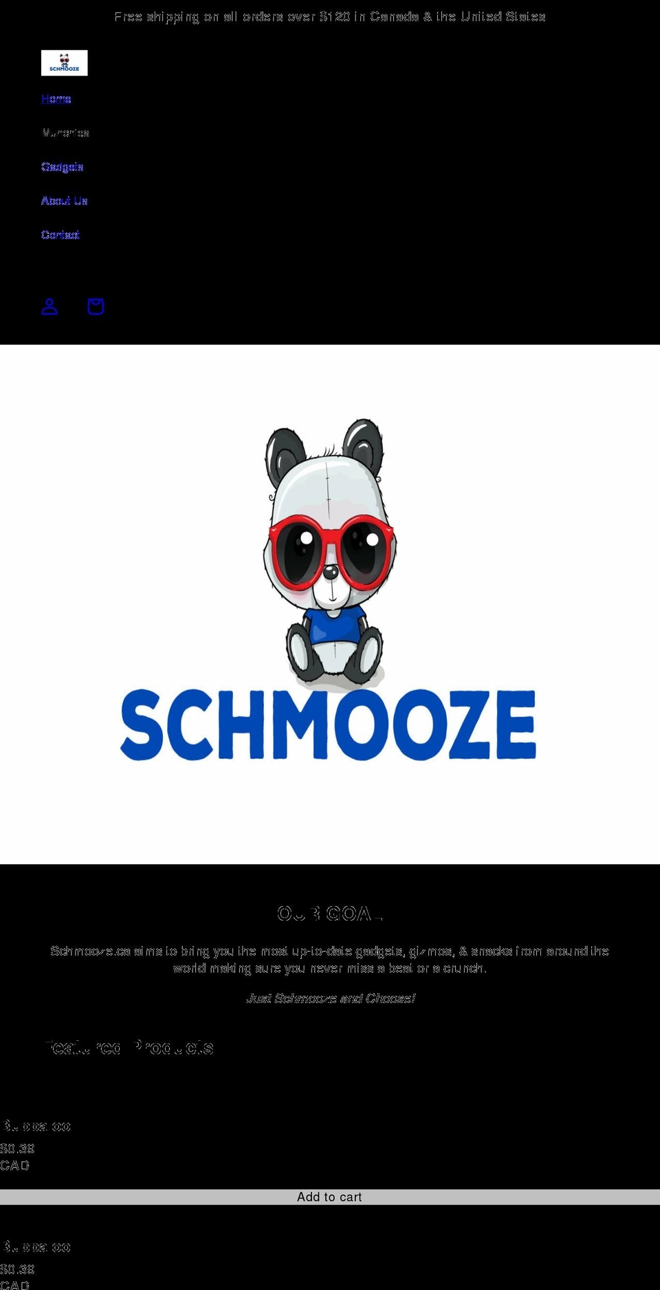 schmooze.ca shopify website screenshot