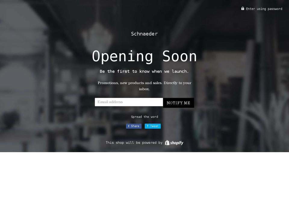 schnaeder.myshopify.com shopify website screenshot