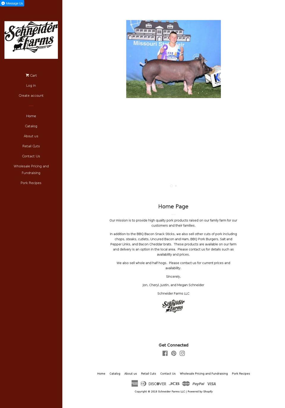 schneiderfarmsllc.com shopify website screenshot