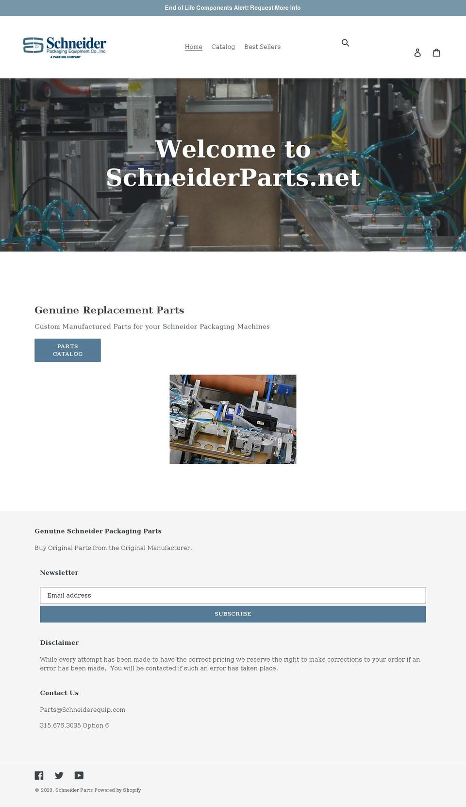 schneiderparts.net shopify website screenshot