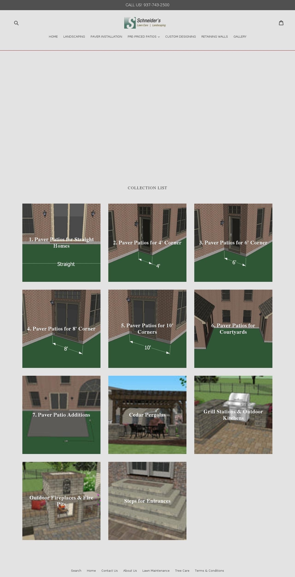 schneiderspaverpatios.com shopify website screenshot