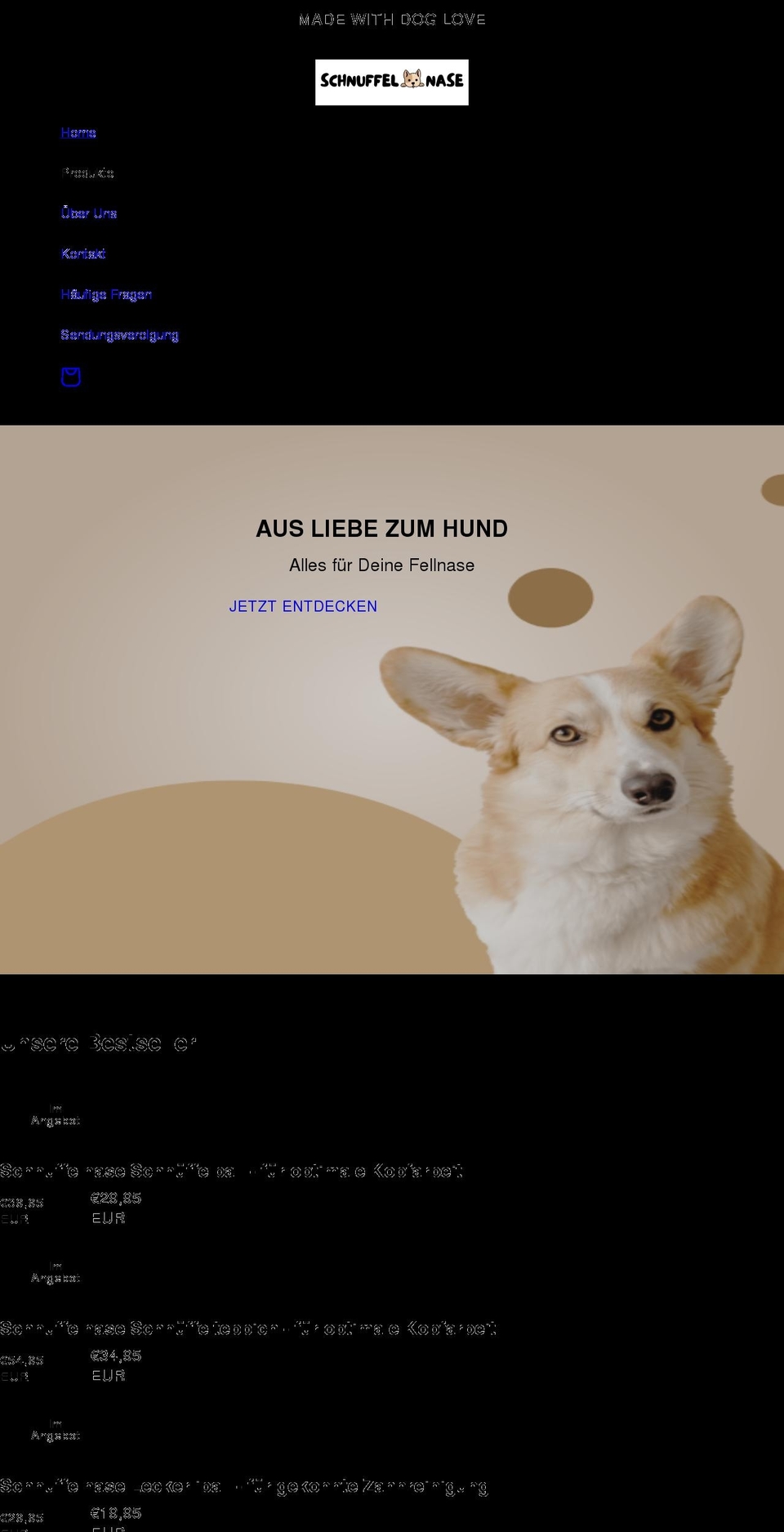 schnuffelnase.com shopify website screenshot