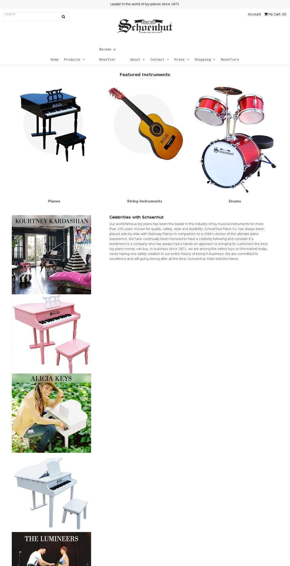 schoenhut.com shopify website screenshot