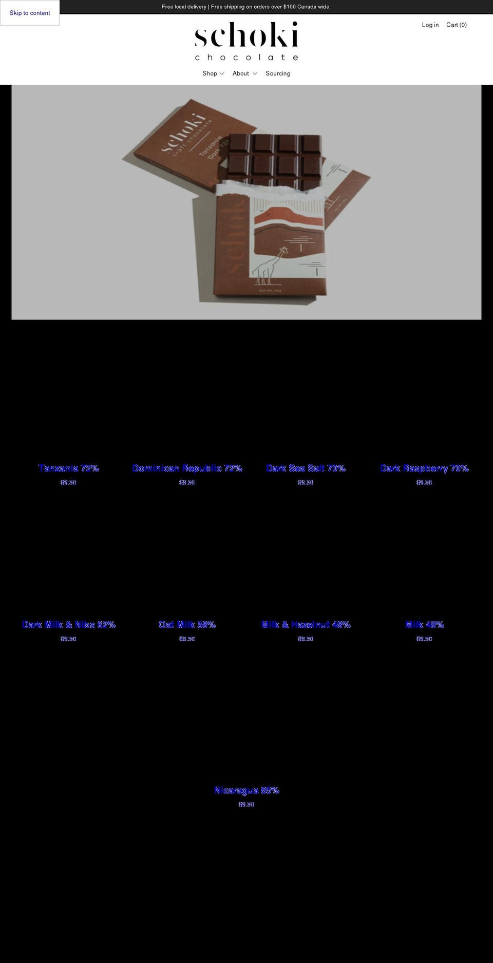 schokichocolate.com shopify website screenshot