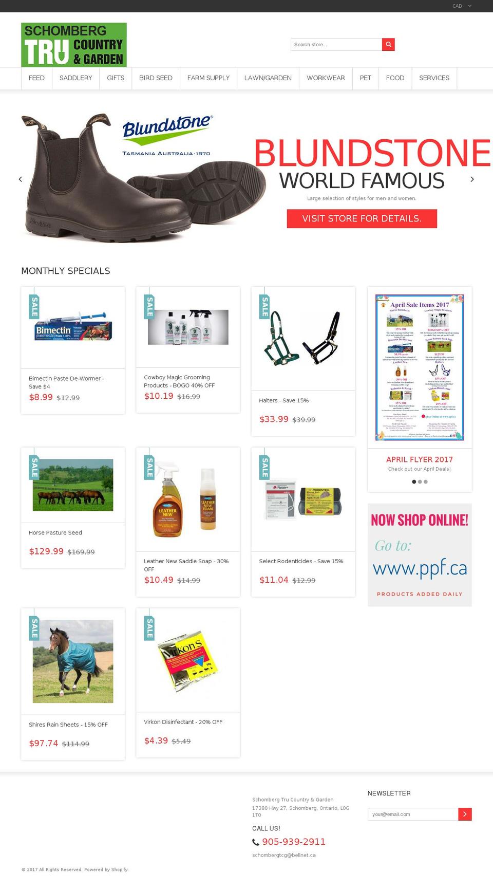 schombergtrucountryandgarden.com shopify website screenshot