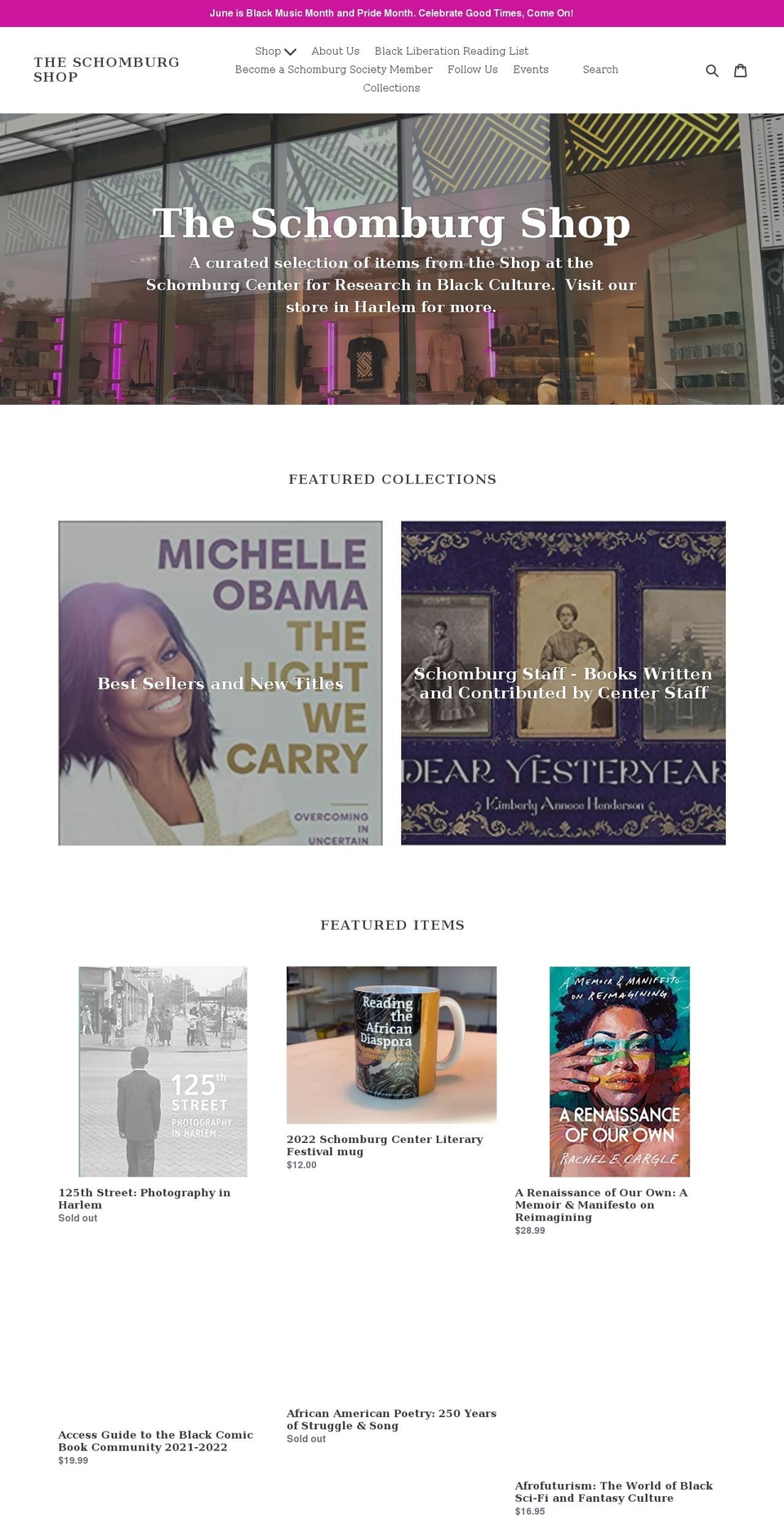 schomburgshop.com shopify website screenshot