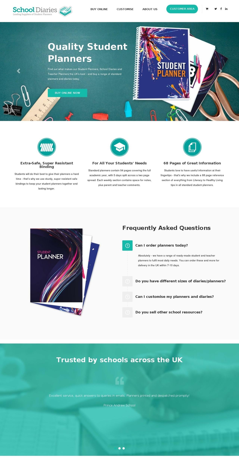 school-diaries.com — Shopify storefront screenshot