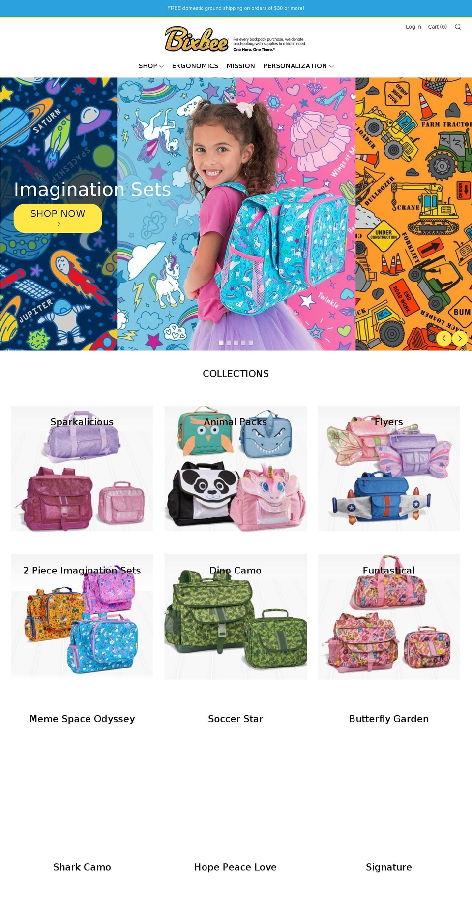 schoolbagsforkids.info shopify website screenshot