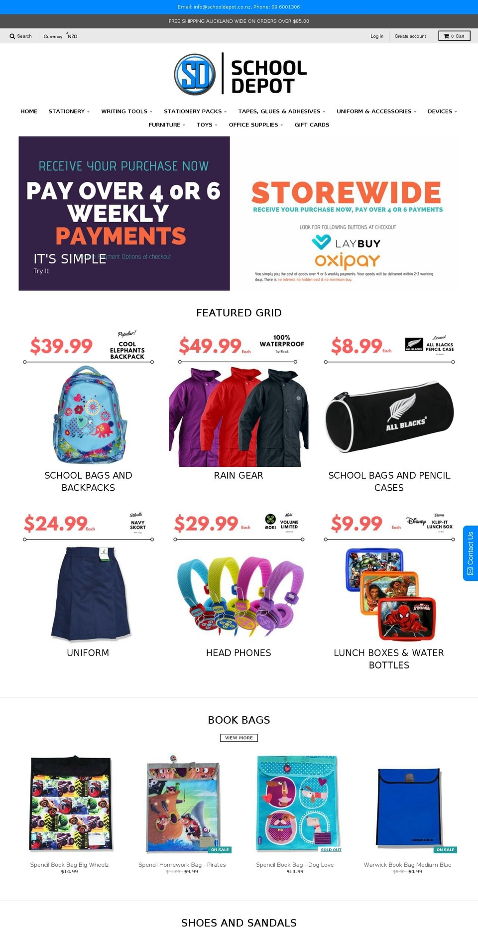 schooldepot.co.nz shopify website screenshot