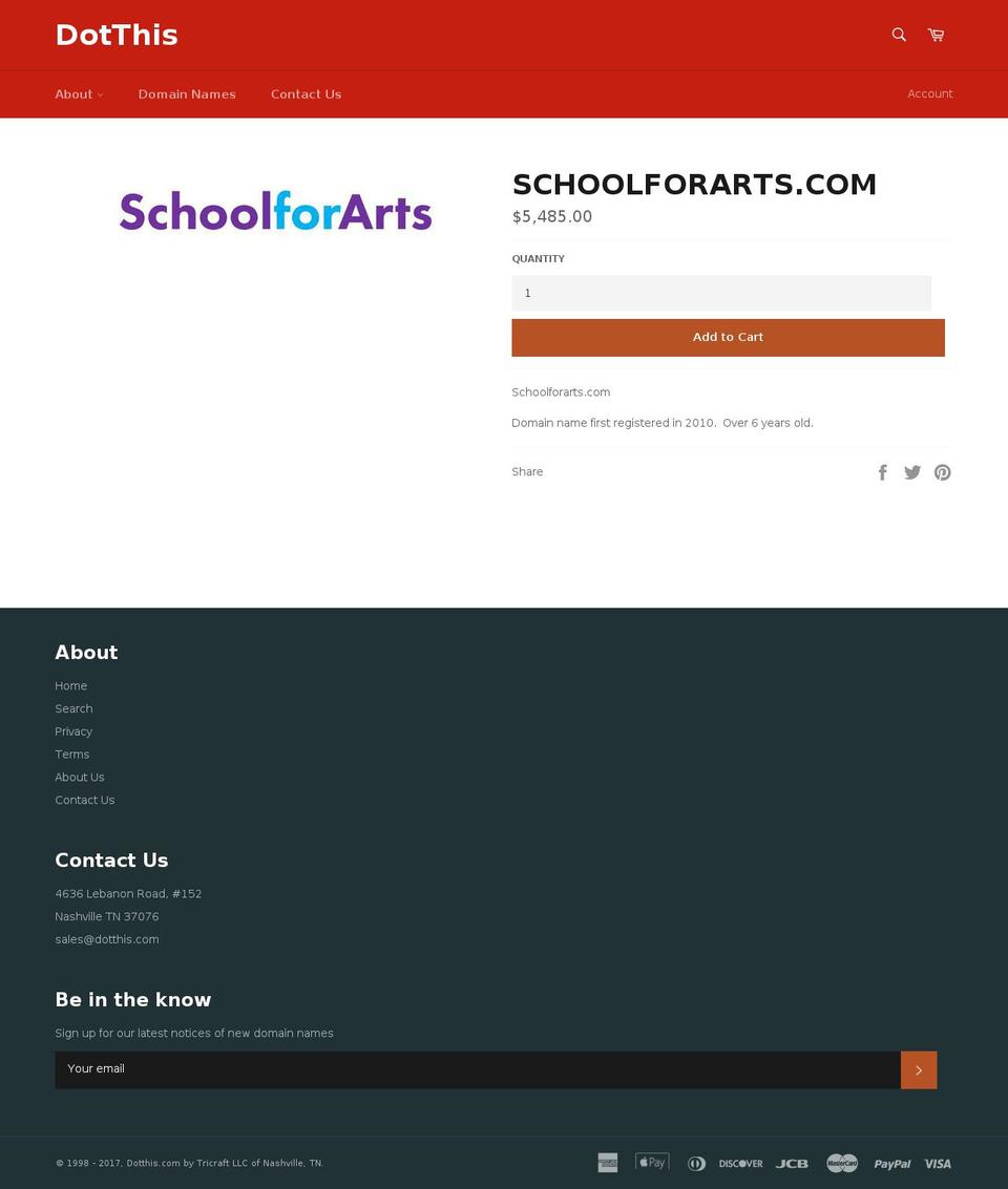 schoolforarts.com shopify website screenshot