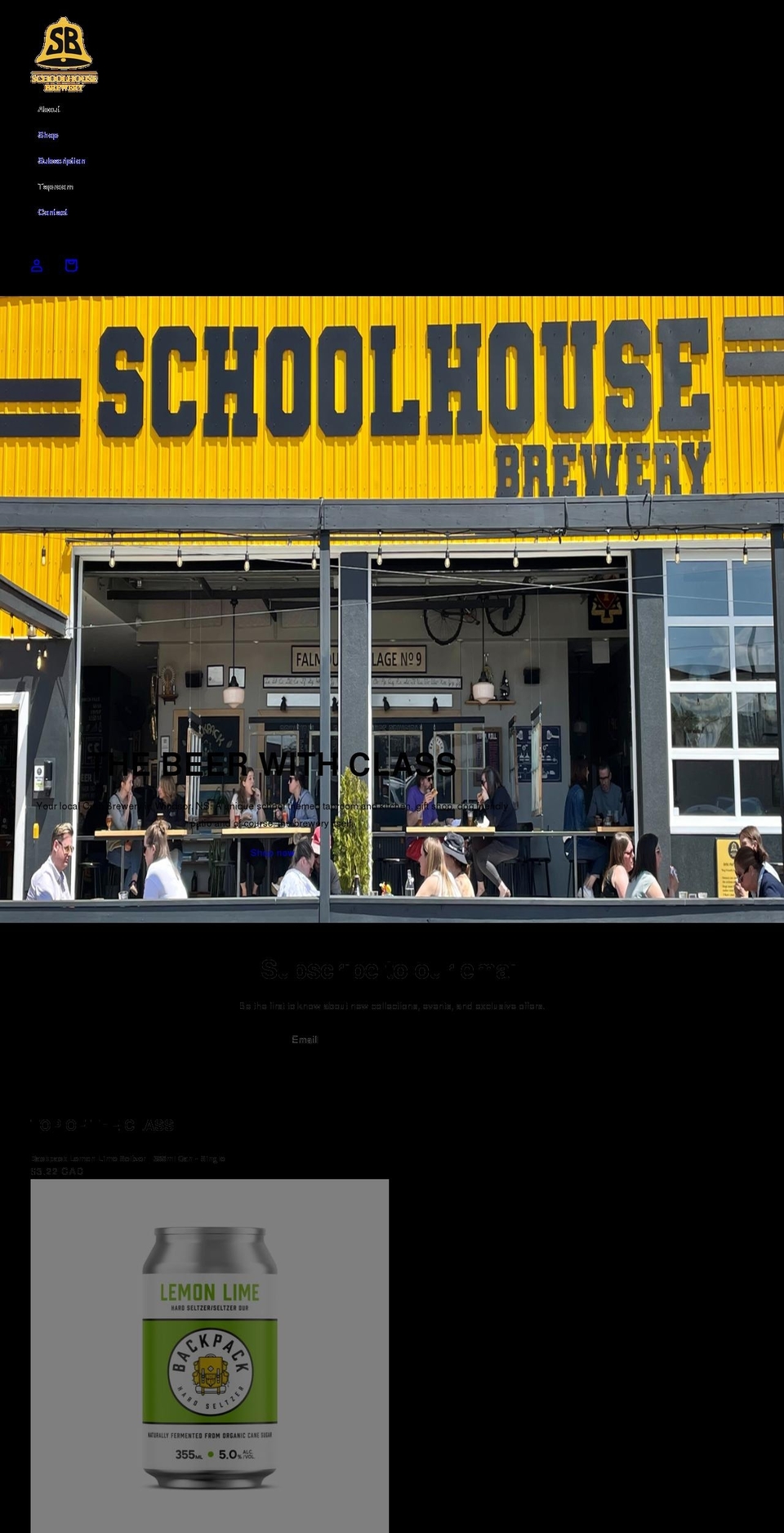 schoolhousebrewery.ca shopify website screenshot