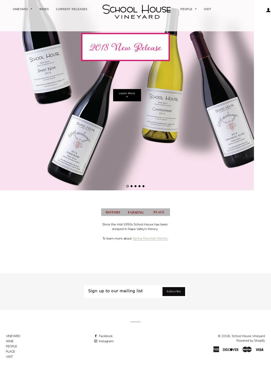 schoolhousevineyardpinotnoir.com shopify website screenshot