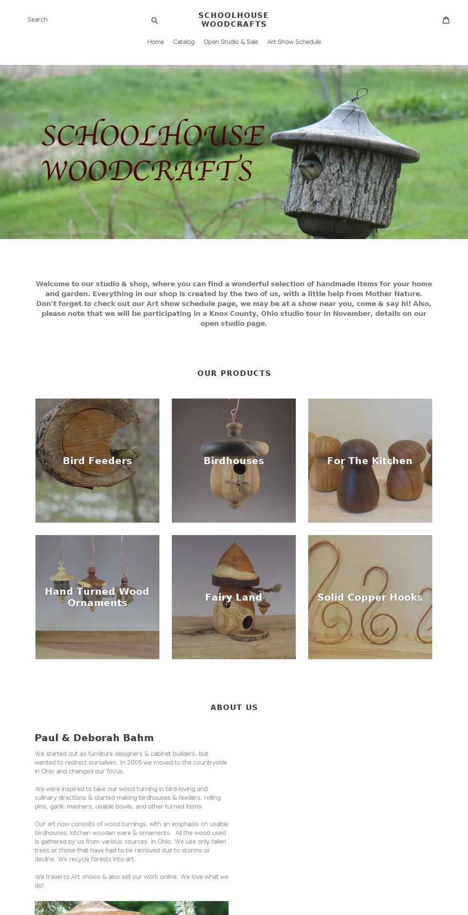 schoolhousewoodcrafts.com — Shopify storefront screenshot