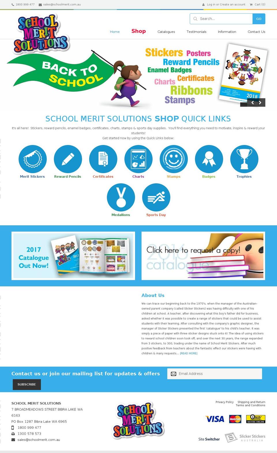 schoolmeritstickers.com.au shopify website screenshot