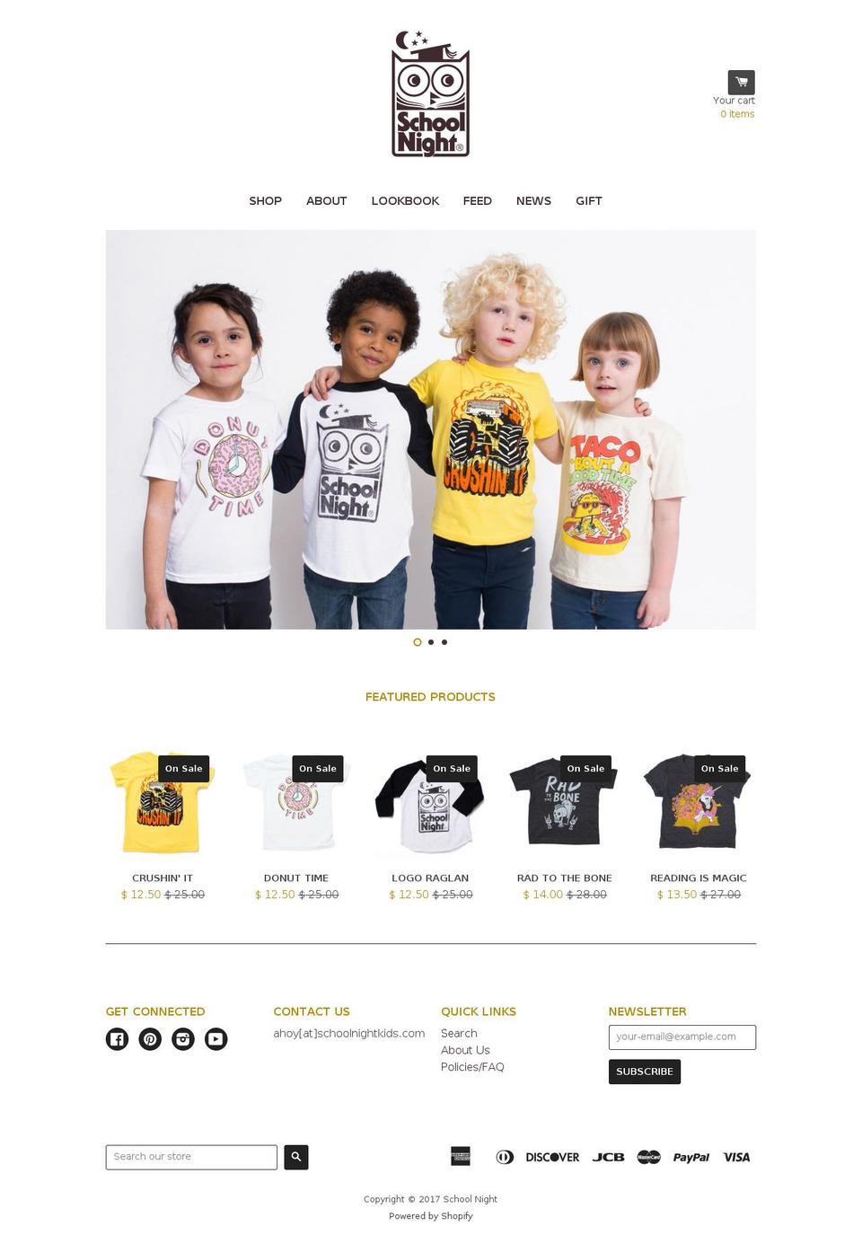 schoolnightkids.com shopify website screenshot