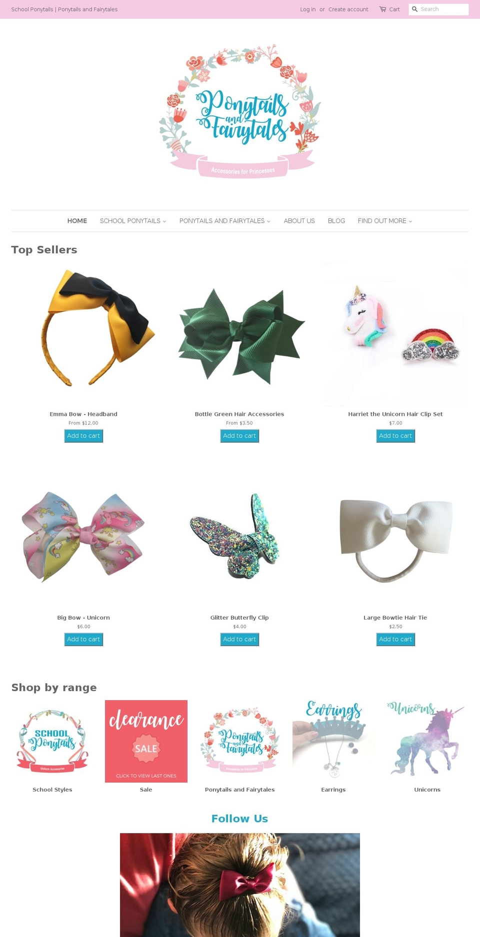schoolponytails.com — Shopify storefront screenshot