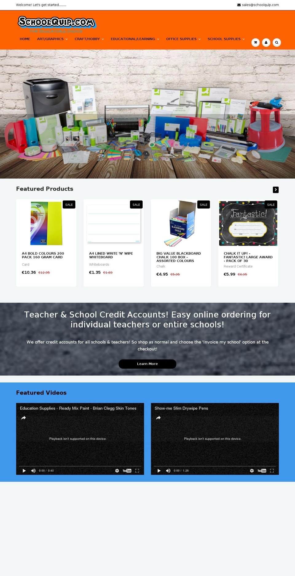 schoolquip.com shopify website screenshot