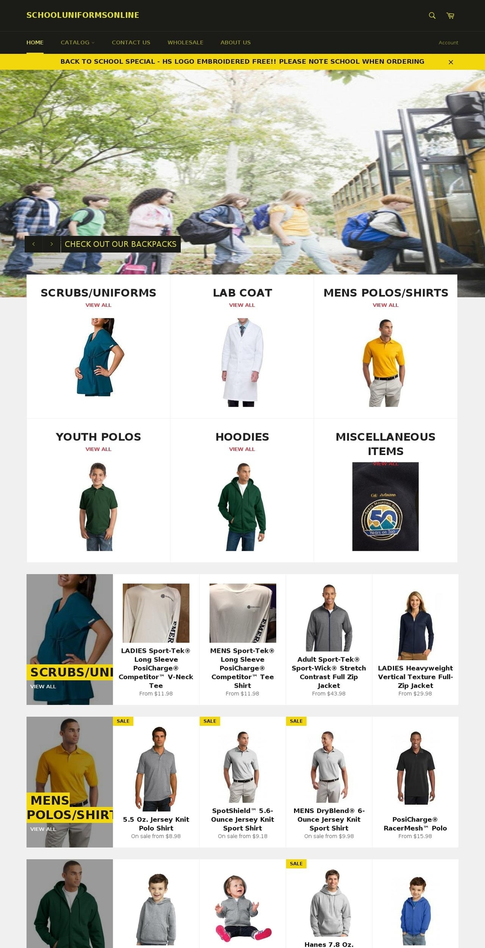 schooluniformsonline.us shopify website screenshot