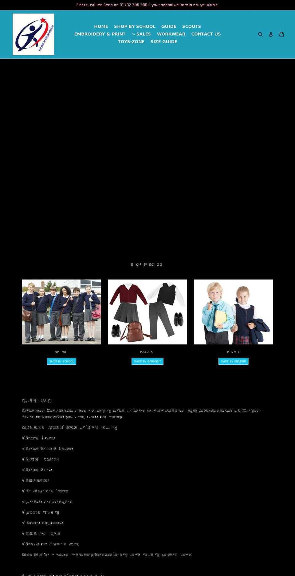 schoolwears.co.uk shopify website screenshot