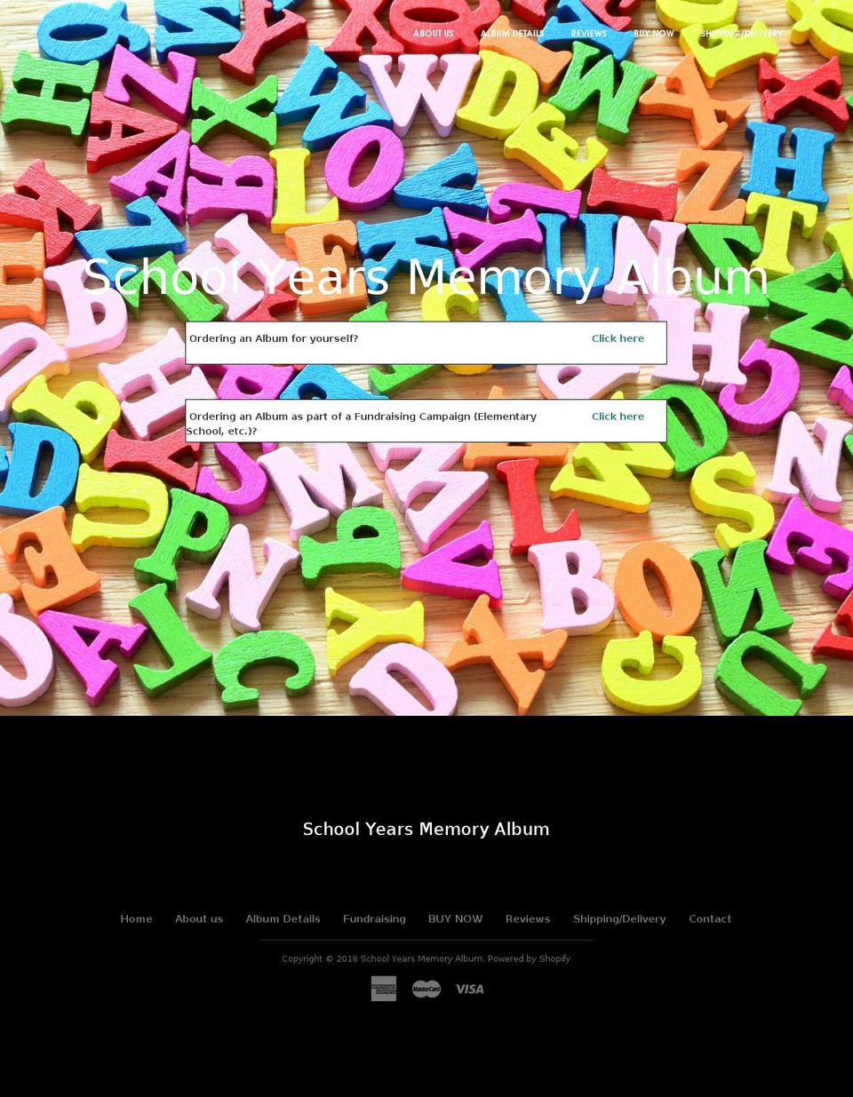schoolyearsmemoryalbum.com — Shopify storefront screenshot