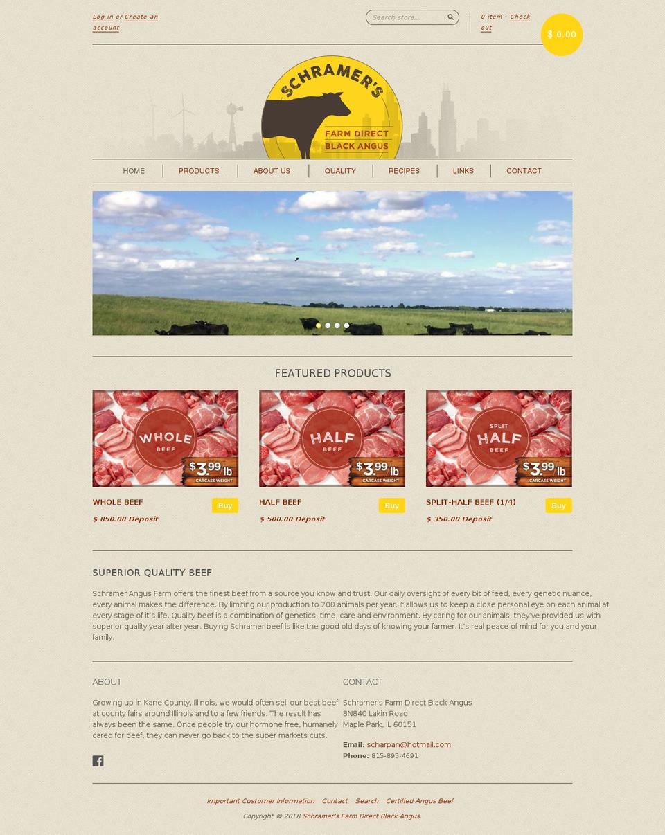 schramerbeef.com shopify website screenshot