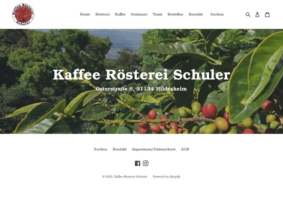 schuler.coffee shopify website screenshot