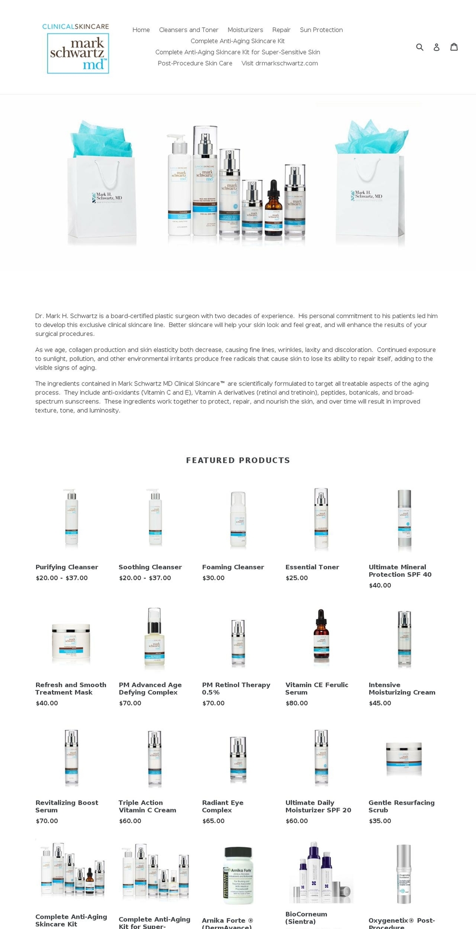 schwartzmdskincare.com shopify website screenshot