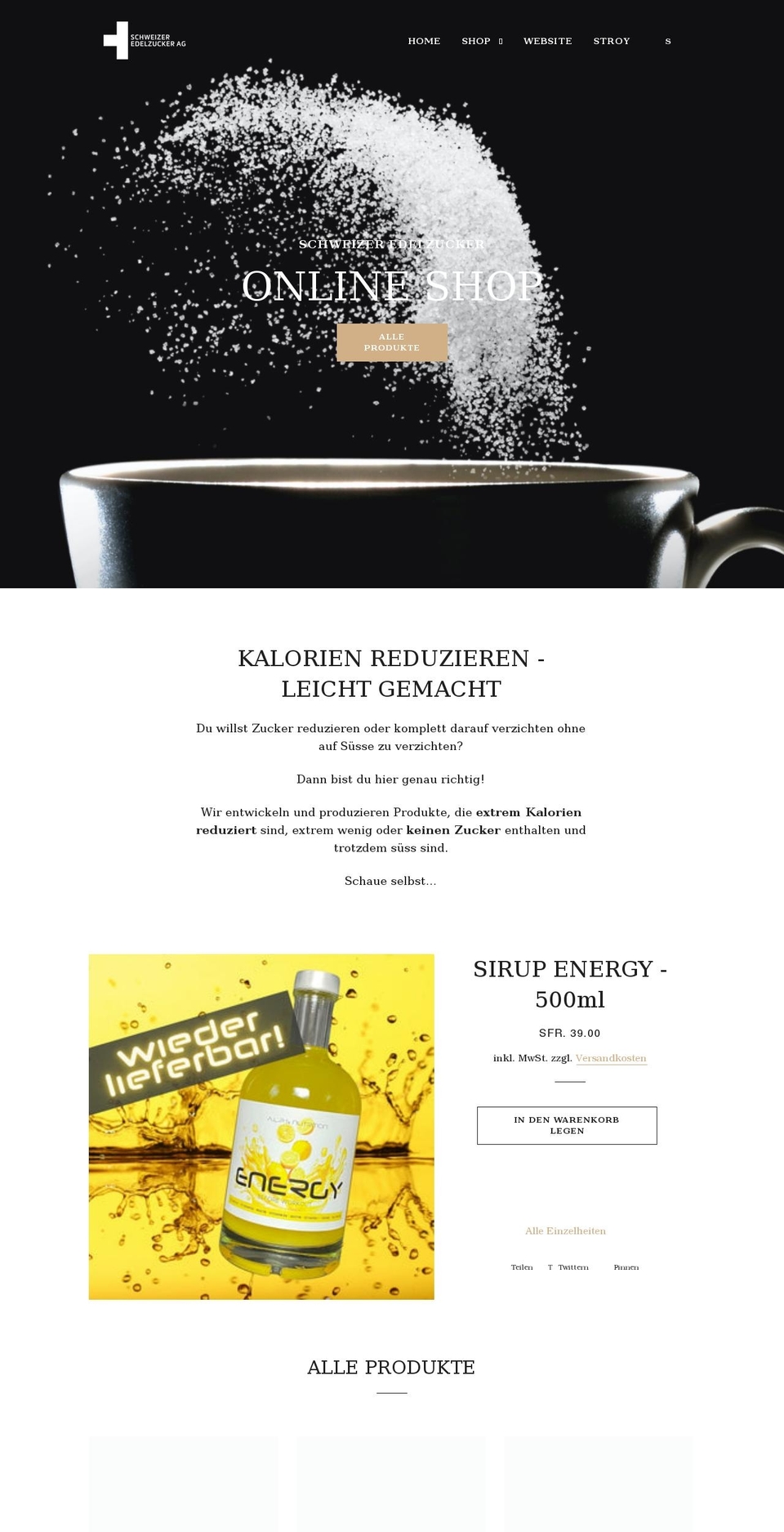 schweizer-edelzucker.shop shopify website screenshot