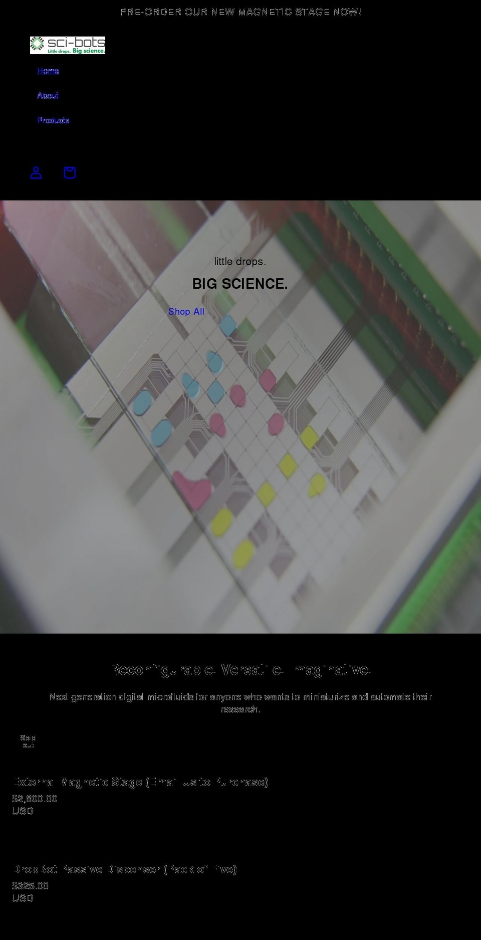 sci-bots.com shopify website screenshot