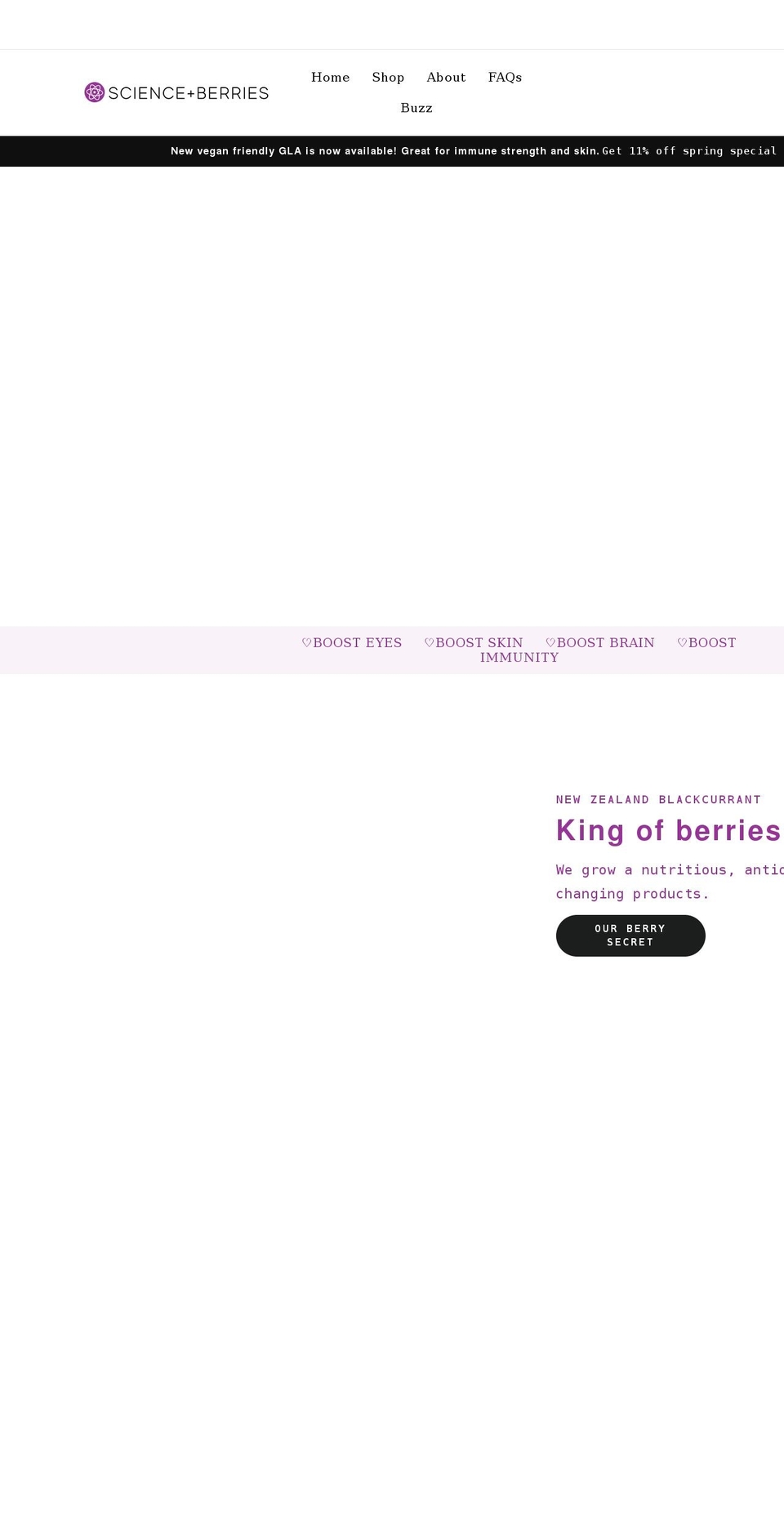 scienceandberries.com shopify website screenshot
