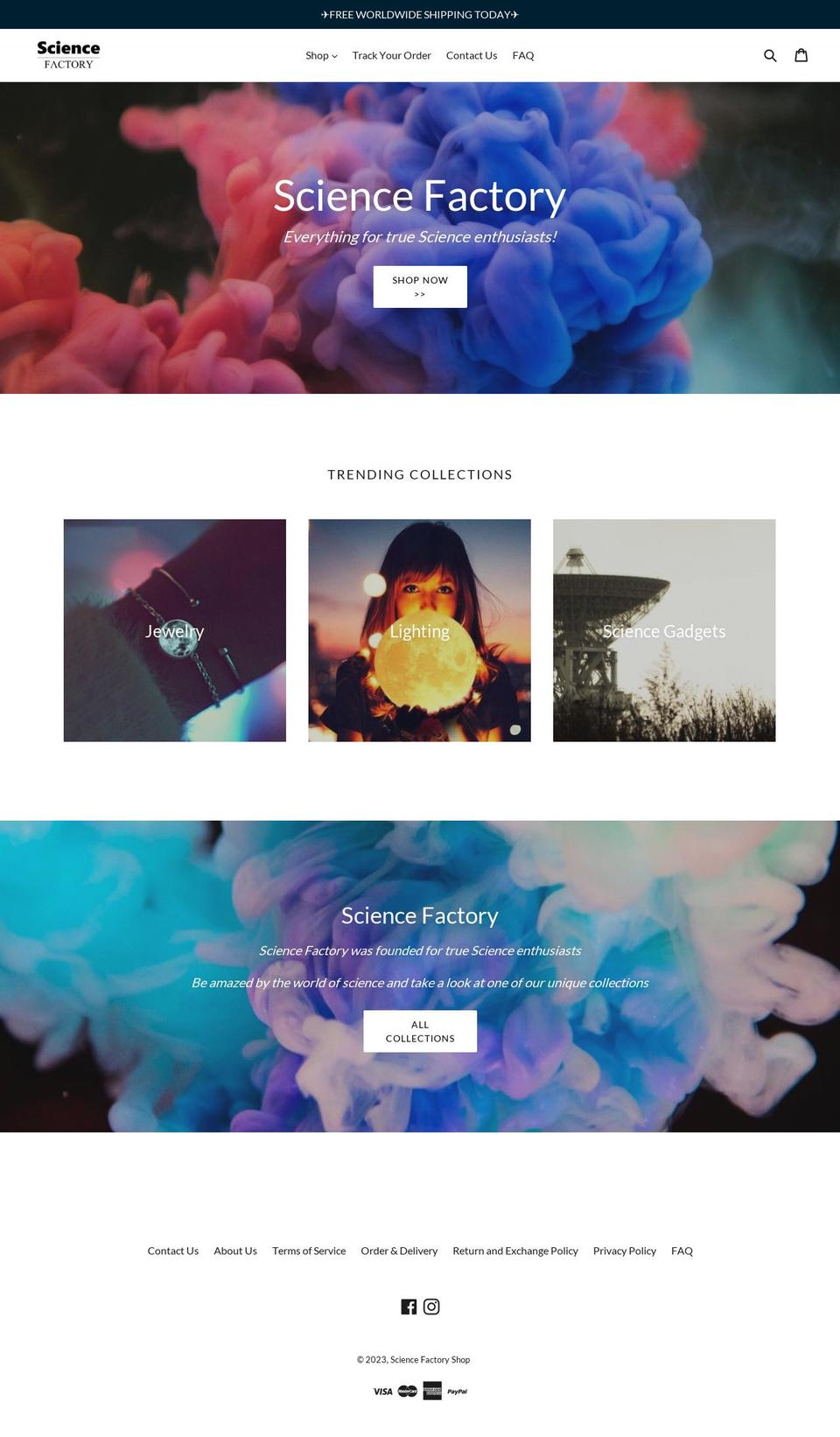 sciencefactoryshop.com shopify website screenshot