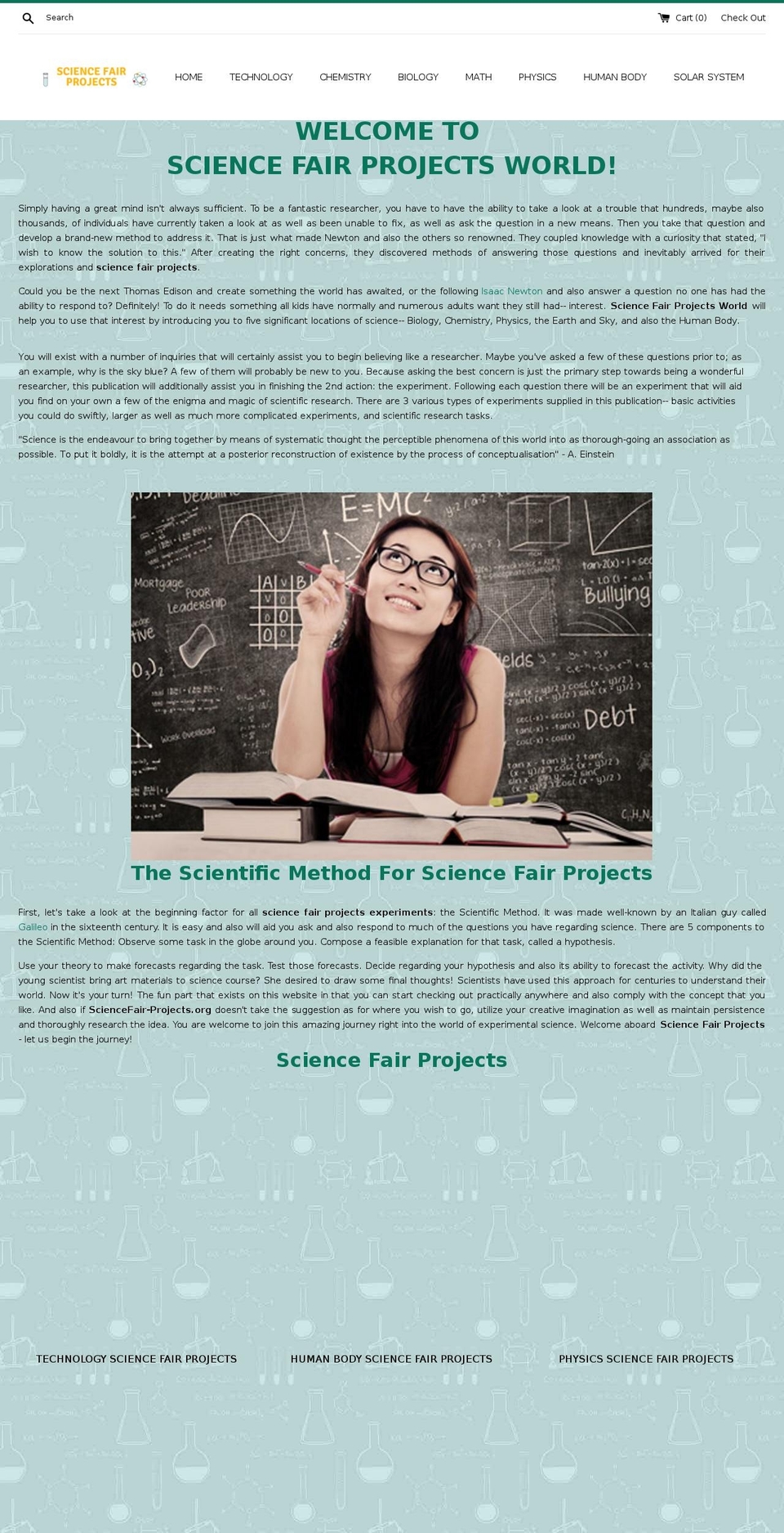 sciencefair-projects.org shopify website screenshot