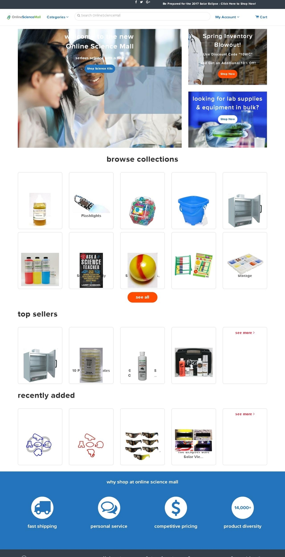 Online Science Mall Shopify theme site example sciencemallonline.com