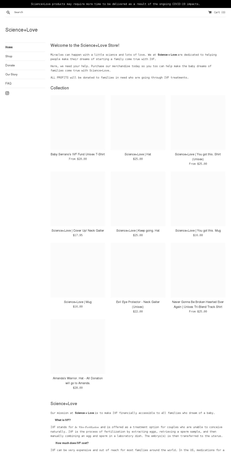 sciencepluslove.com shopify website screenshot