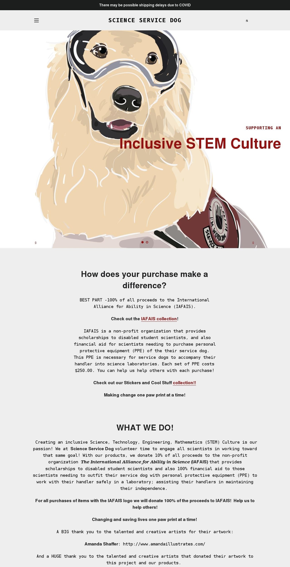 scienceservicedog.com shopify website screenshot