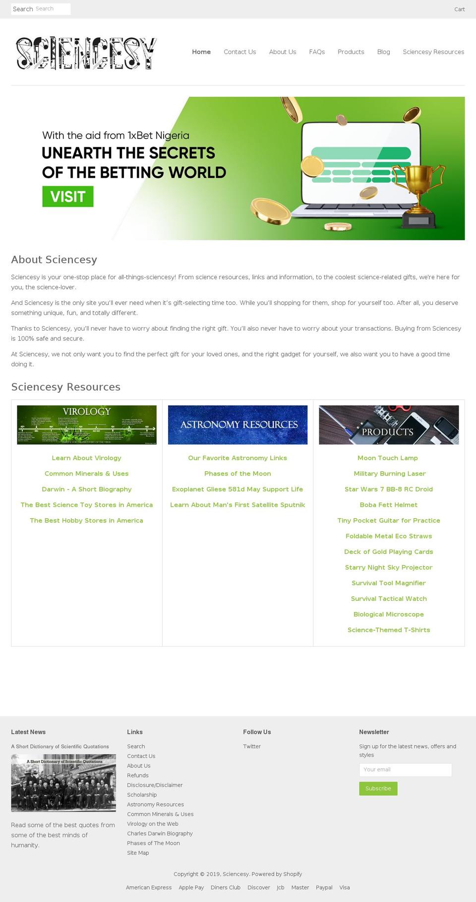 sciencesy.com — Shopify storefront screenshot