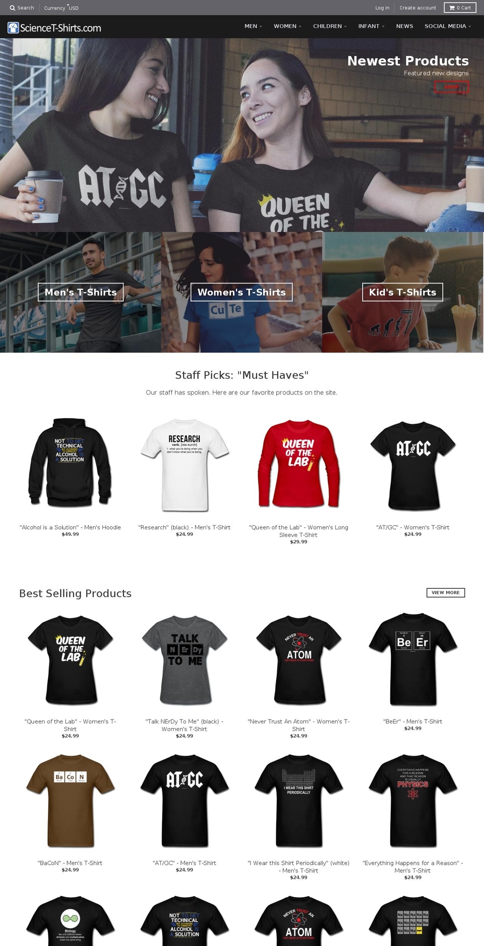 sciencet-shirts.com — Shopify storefront screenshot