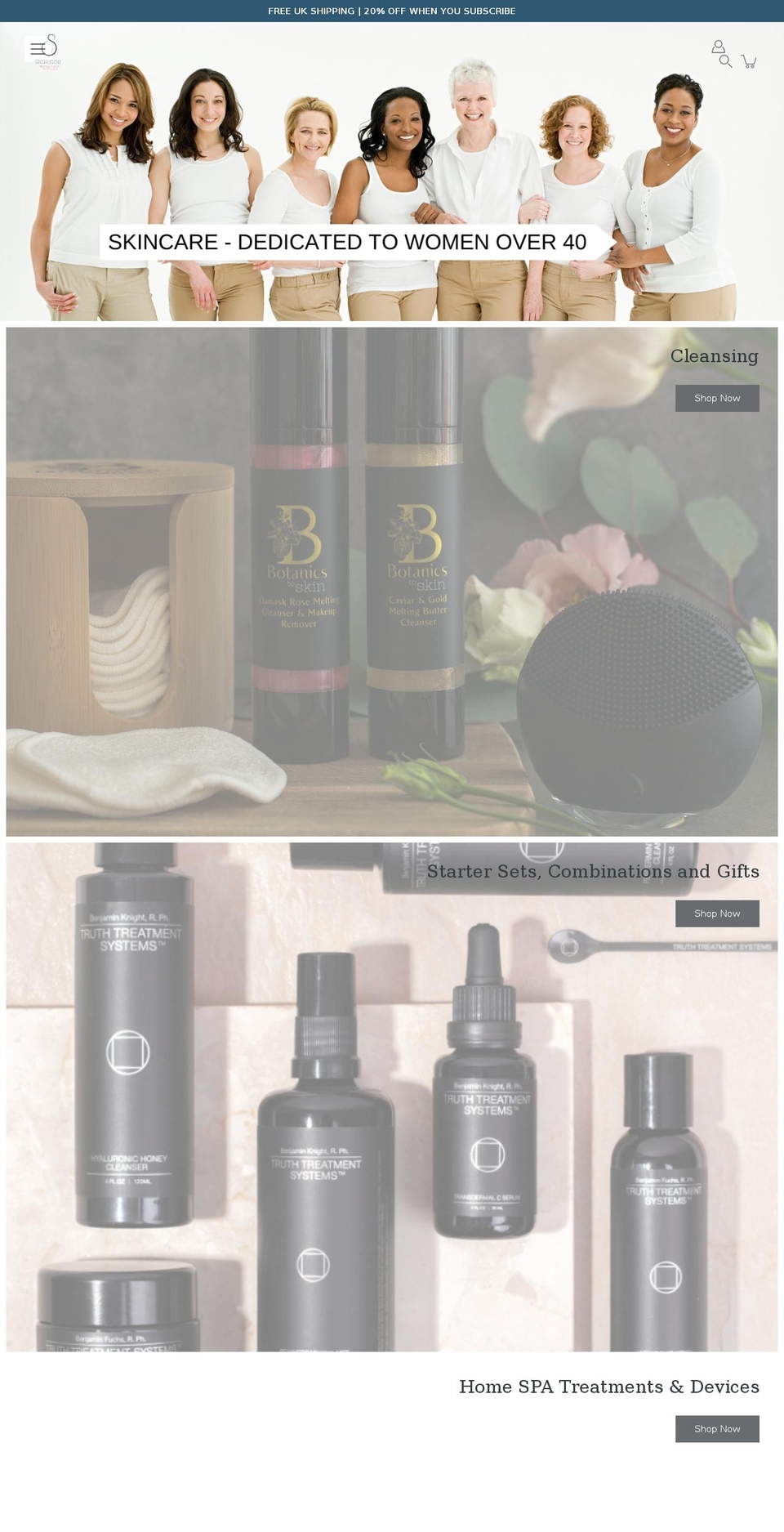 sciencetoskin.com shopify website screenshot