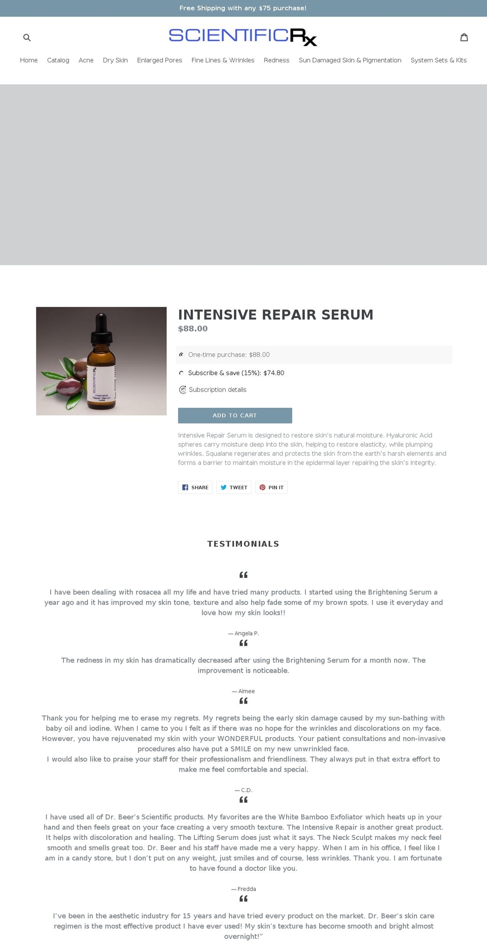 scientificrx.com shopify website screenshot