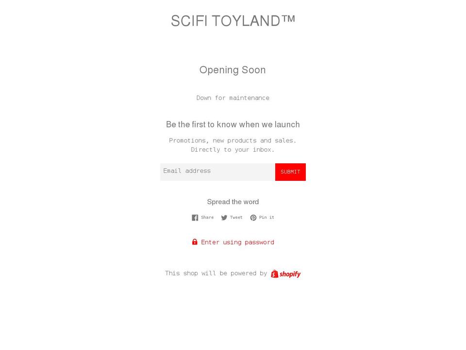 scifitoyland.com shopify website screenshot