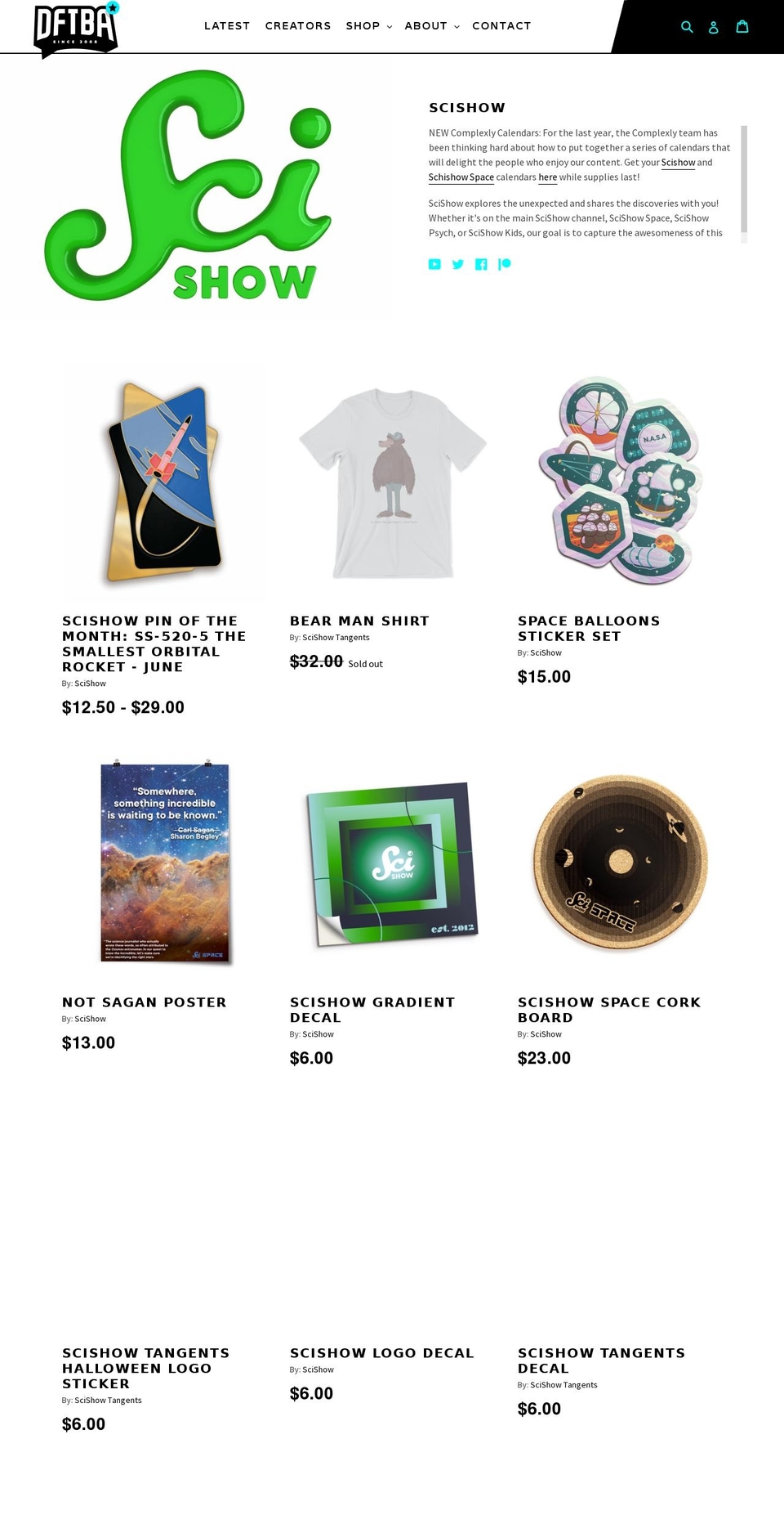 scishowfinds.com — Shopify storefront screenshot
