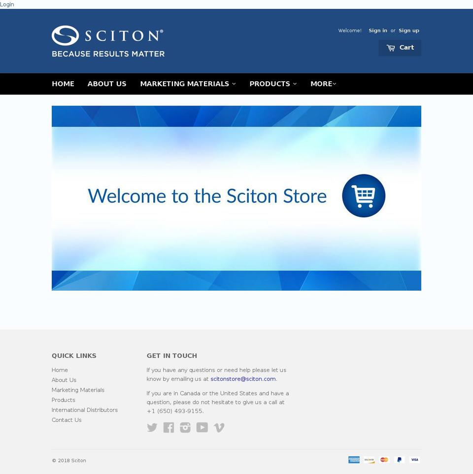scitonshop.com shopify website screenshot