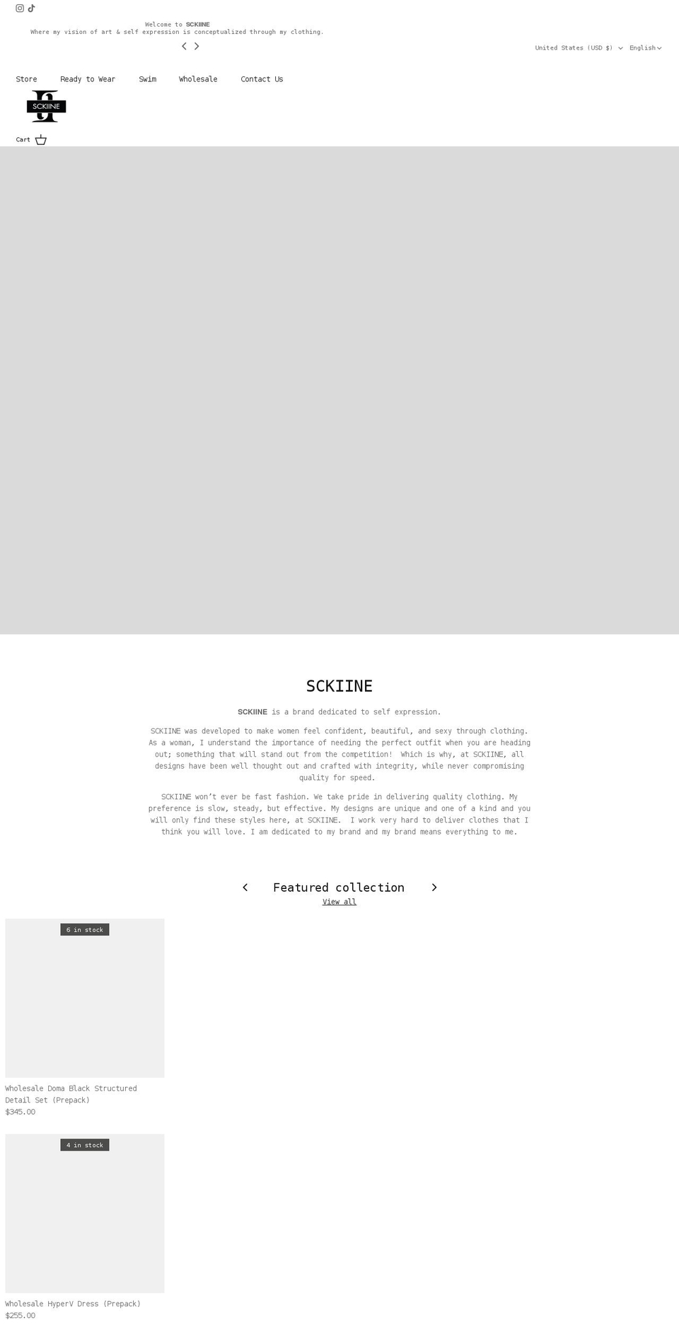 sckiine.com shopify website screenshot
