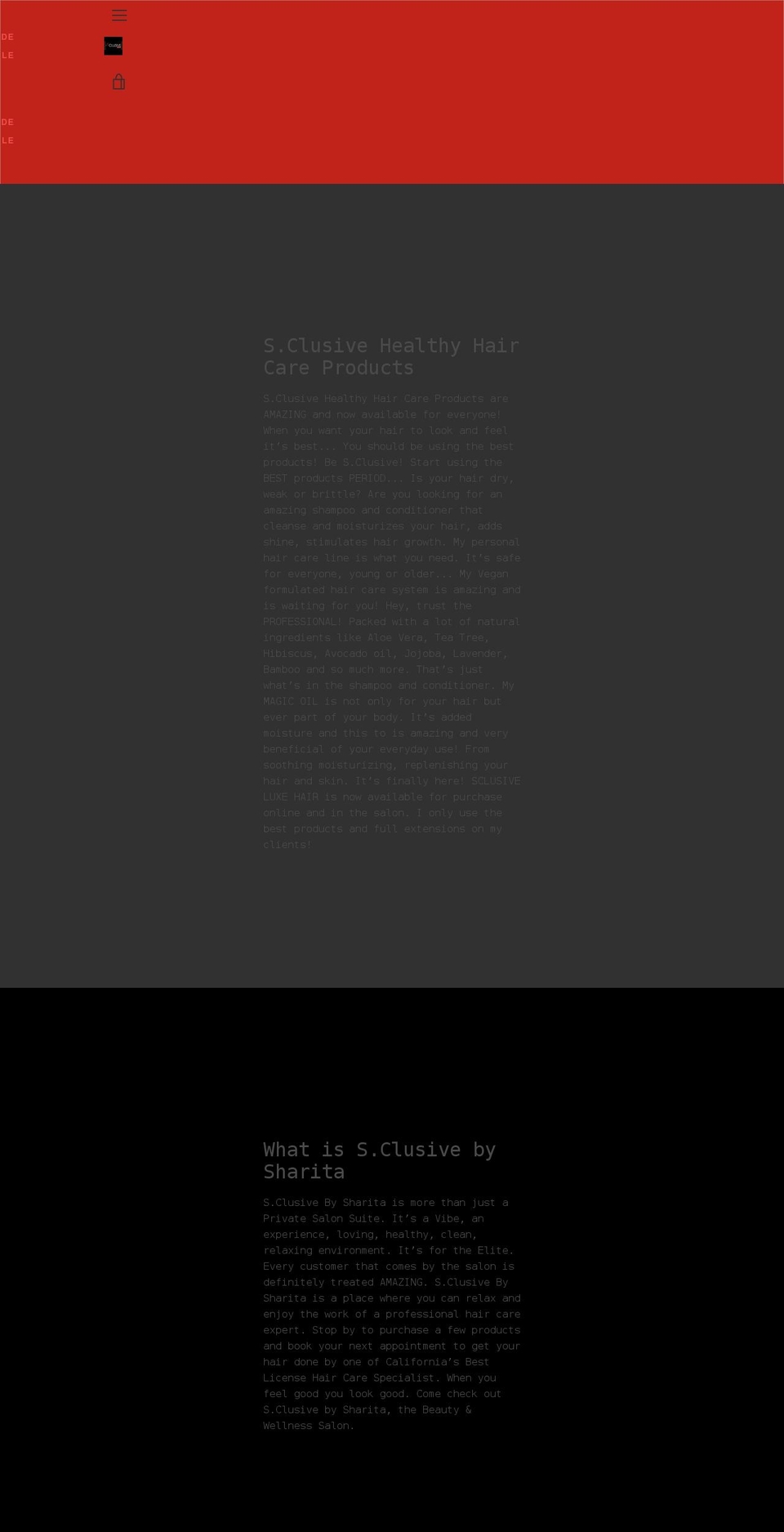 sclusivebysharita.com shopify website screenshot