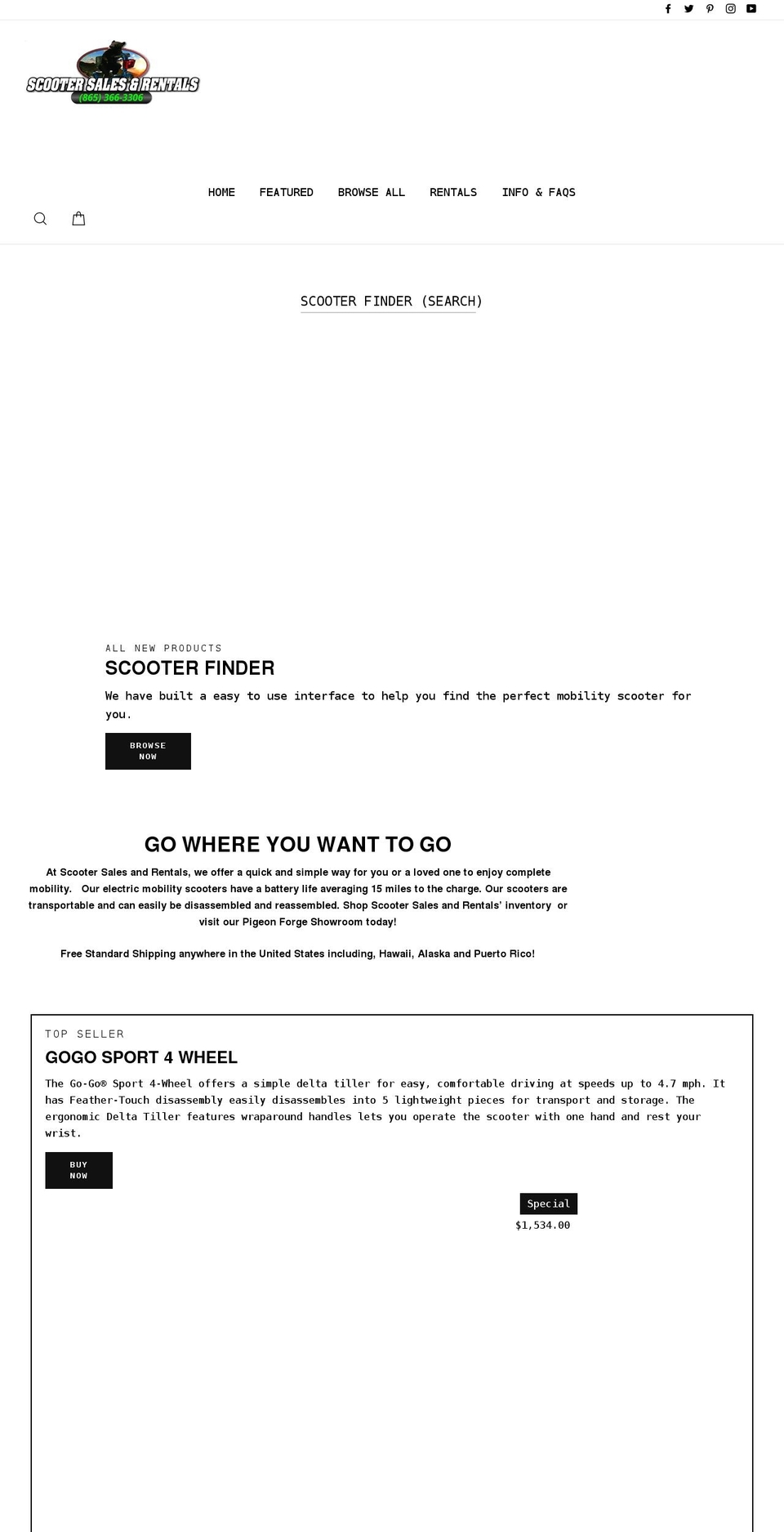 scooter-sales-and-rentals.myshopify.com shopify website screenshot